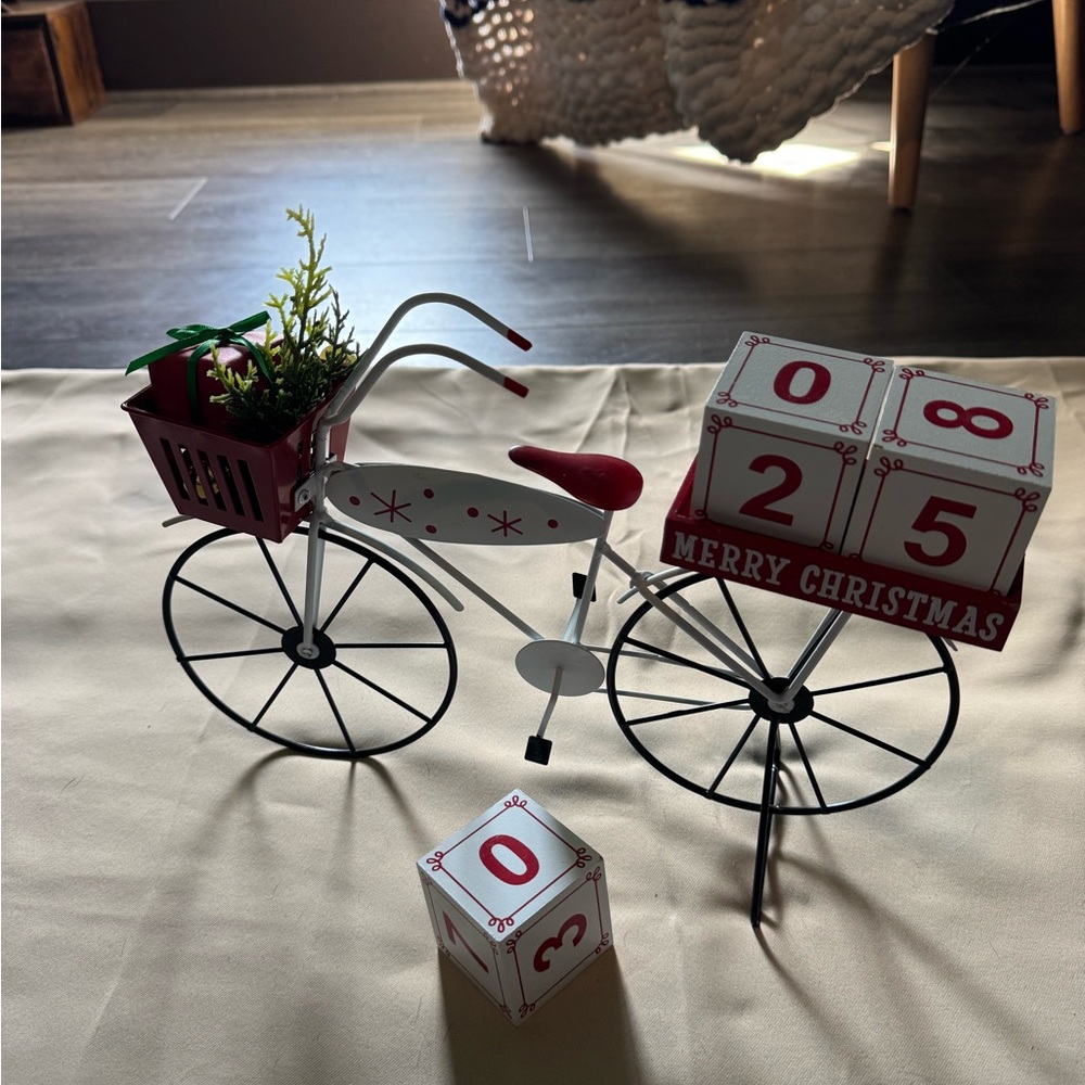 Festive Red and White Holiday Bicycle Decor